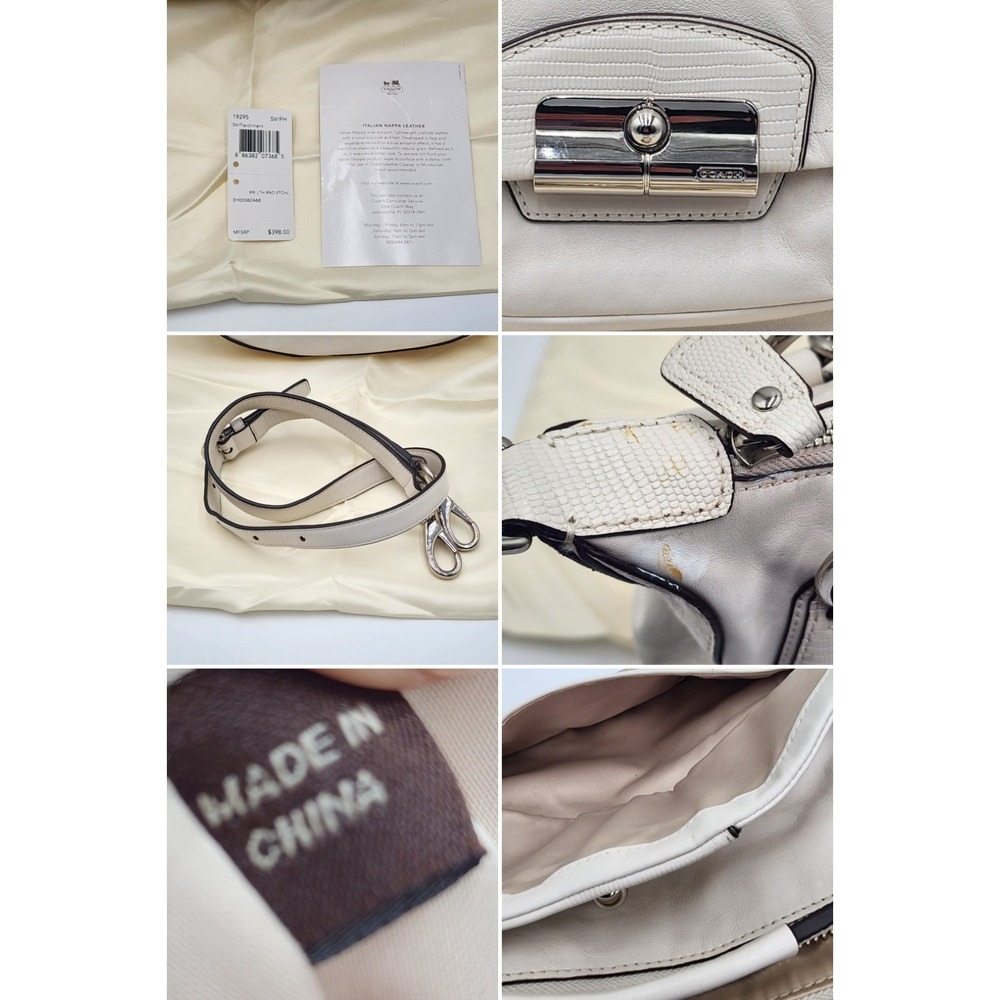 Coach Kristin Round Satchel White Nappa Leather Crossbody Strap Dustbag 19295 - Picture 14 of 16